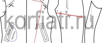 Pattern drawing for the front and sleeves of a sheepskin coat