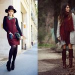 Who suits a burgundy dress and what to wear it with, fashionable images